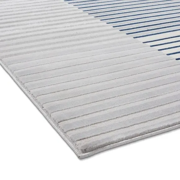Abstract Stripe Rug with Metallic Look - Navy