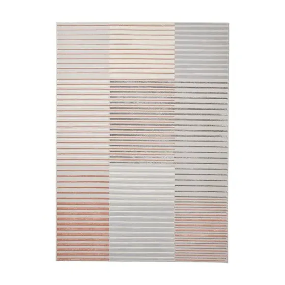 Abstract Stripe Rug with Metallic Look - Rose