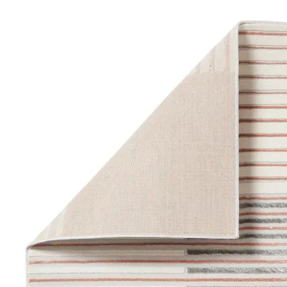Abstract Stripe Rug with Metallic Look - Rose