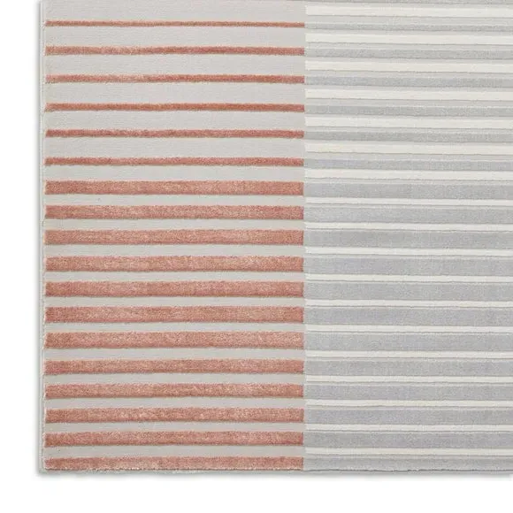 Abstract Stripe Rug with Metallic Look - Rose
