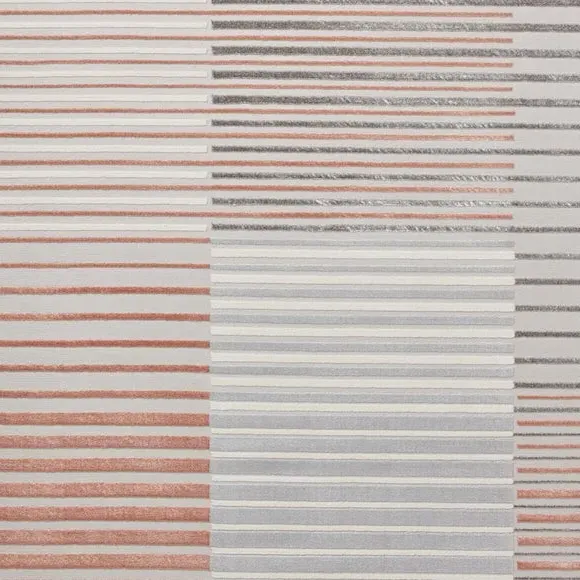Abstract Stripe Rug with Metallic Look - Rose