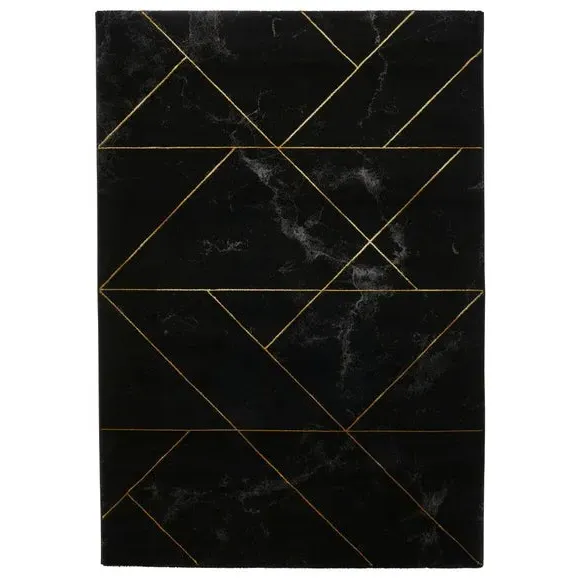 Area Rug with 3D Effect - Black, Polypropylene
