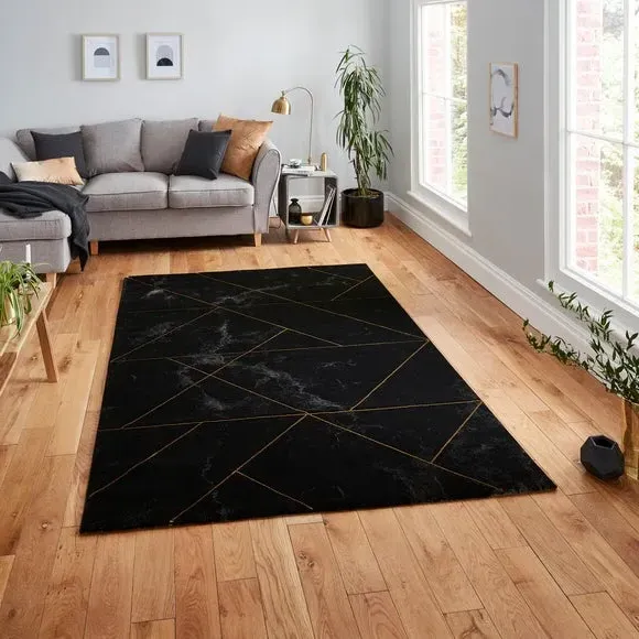 Area Rug with 3D Effect - Black, Polypropylene image