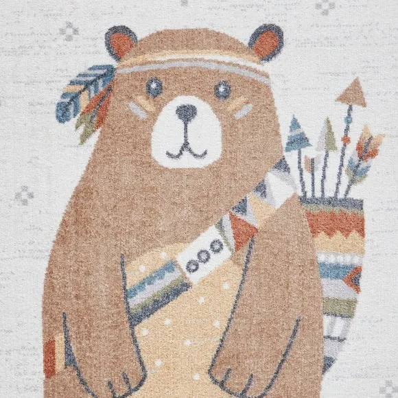 Bear Design Kids Rug - Brown, Polyester
