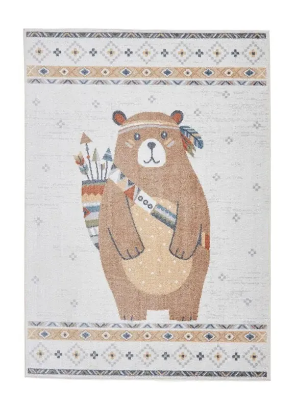 Bear Design Kids Rug - Brown, Polyester