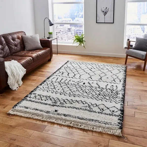 Boho Style Area Rug - Black & White image