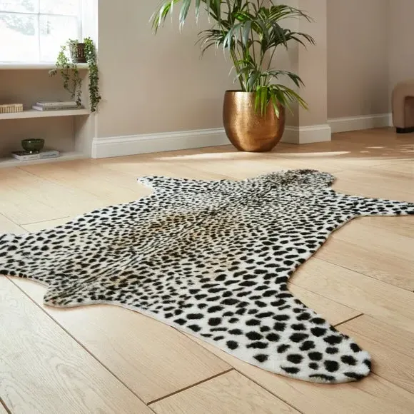 Cheetah Print Rug - Brown, Faux Fur