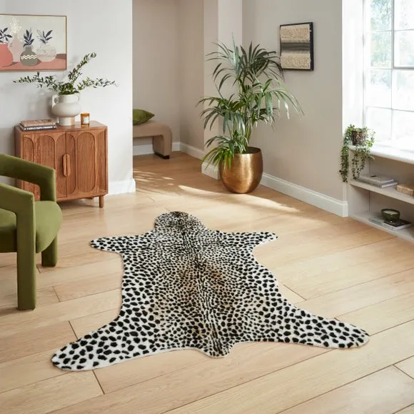 Cheetah Print Rug - Brown, Faux Fur image