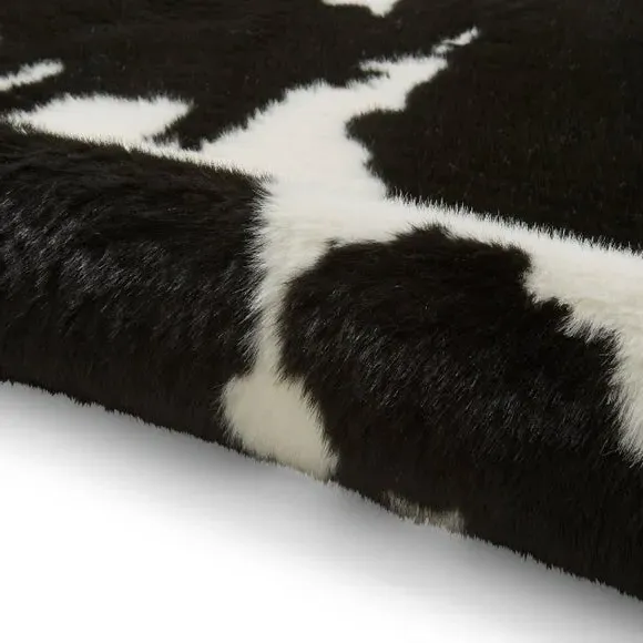 Cow Print Rug - Black, Faux Fur