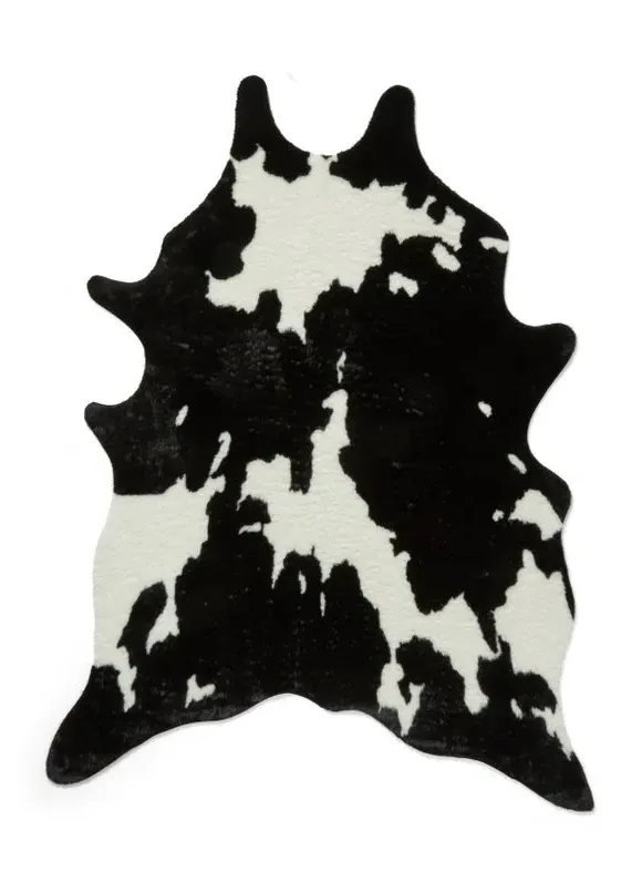 Cow Print Rug - Black, Faux Fur