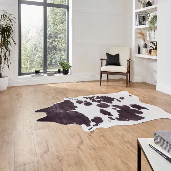 Cow Print Rug - Black/White image