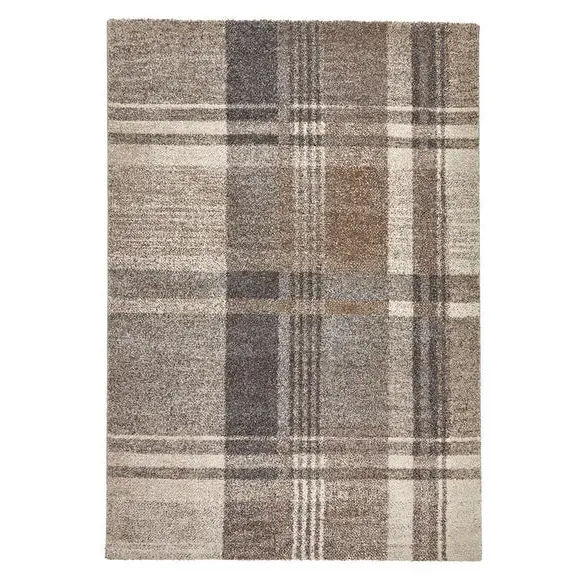 Diamond Pattern Rug - Beige Grey, Dense Pile