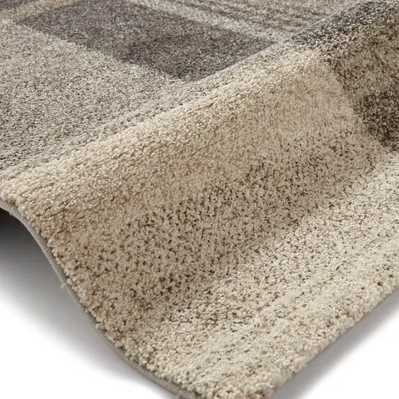 Diamond Pattern Rug - Beige Grey, Dense Pile