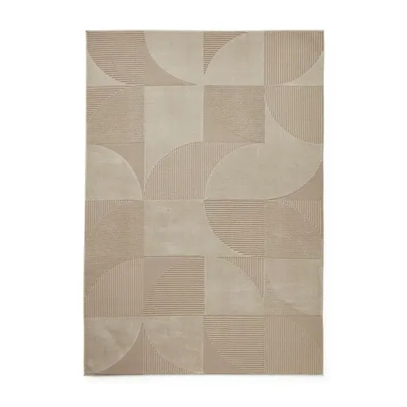 Geometric Rug Machine Washable - Beige, Polyester