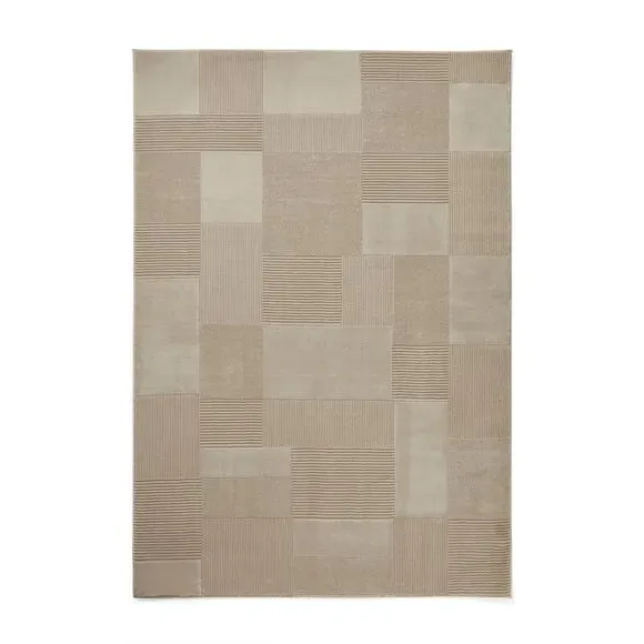Geometric Rug Machine Washable - Beige, Polyester