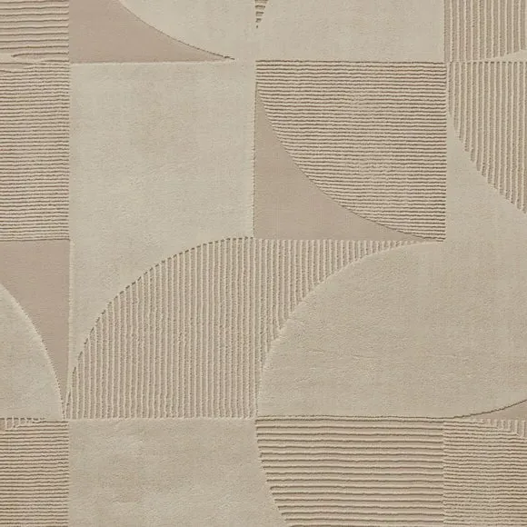 Geometric Rug Machine Washable - Beige, Polyester