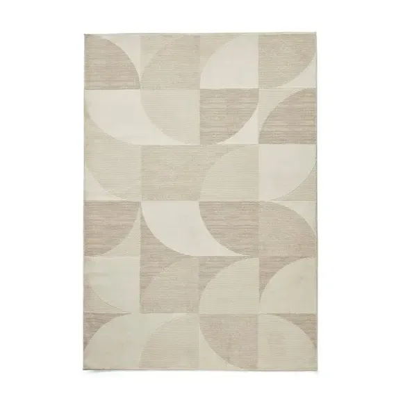 Geometric Rug Machine Washable - Cream, Polyester