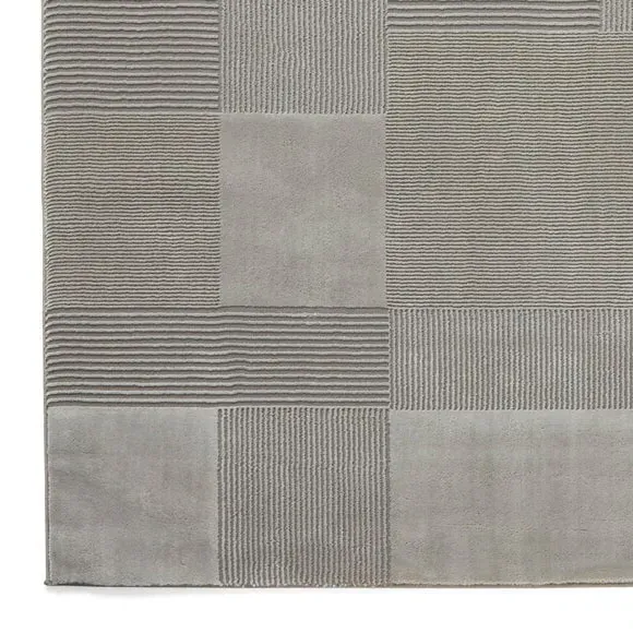 Geometric Rug Machine Washable - Grey, Polyester