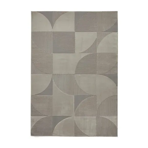 Geometric Rug Machine Washable - Grey, Polyester