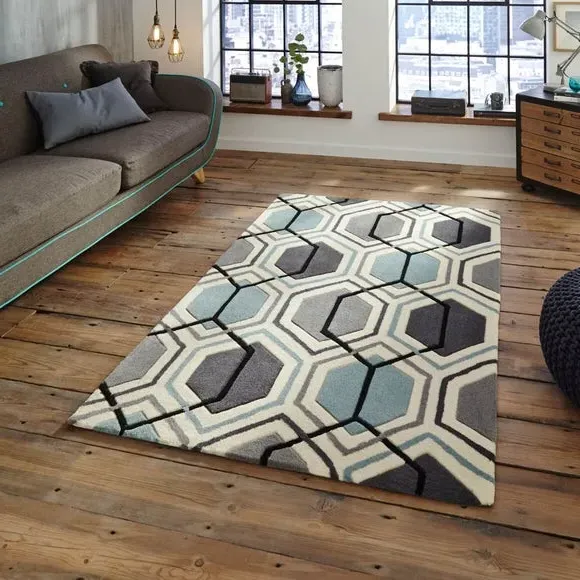 Geometric Rug - Navy