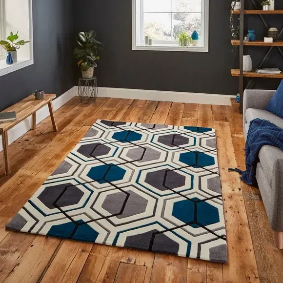 Geometric Rug - Navy