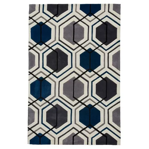 Geometric Rug - Navy