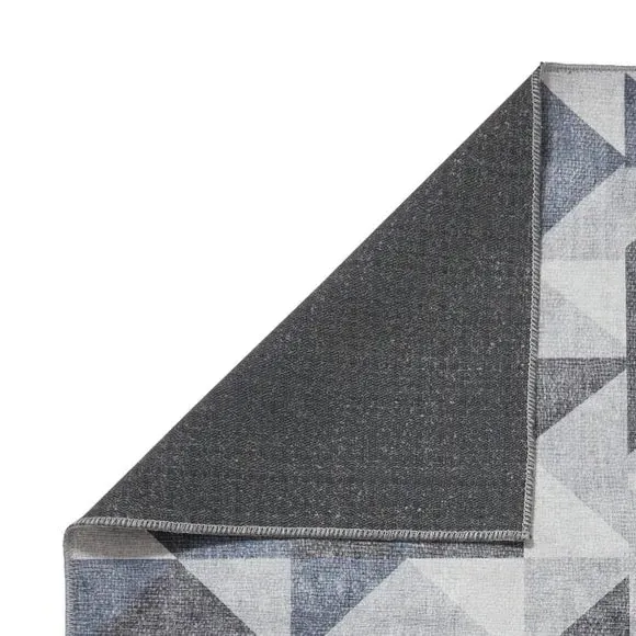 Geometric Rug with Digital Print - Blue