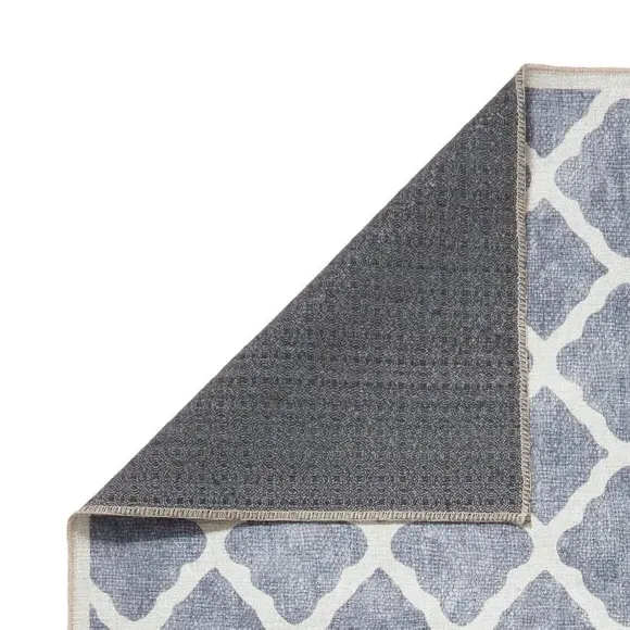 Geometric Rug with Digital Print - Blue