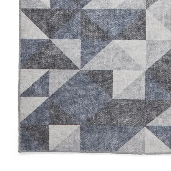 Geometric Rug with Digital Print - Blue