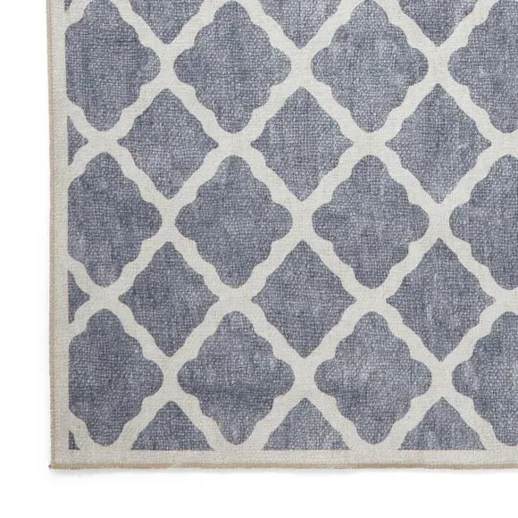 Geometric Rug with Digital Print - Blue