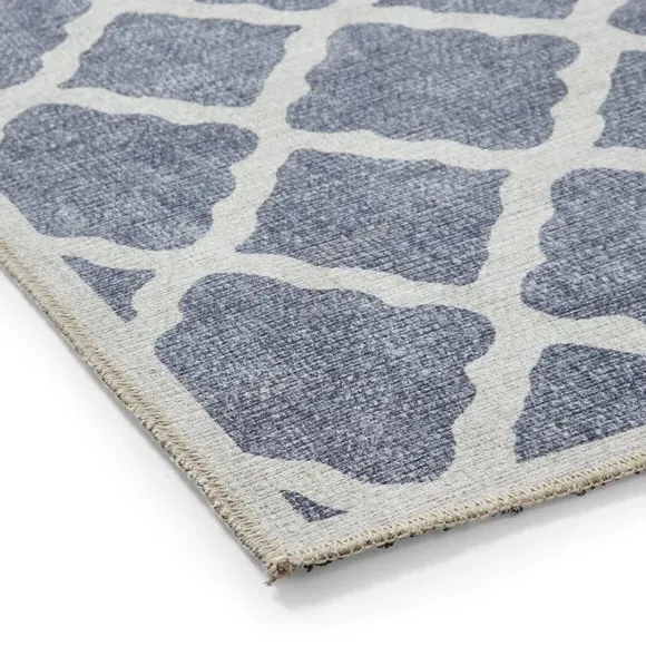 Geometric Rug with Digital Print - Blue