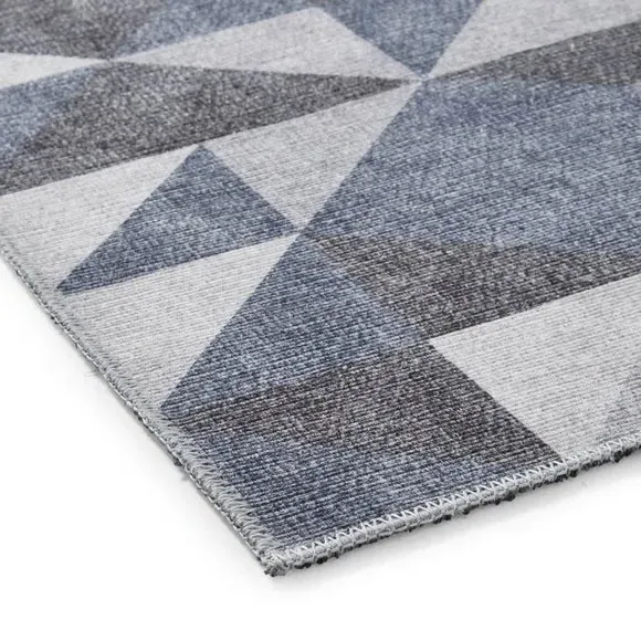 Geometric Rug with Digital Print - Blue