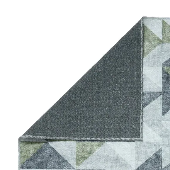 Geometric Rug with Digital Print - Green