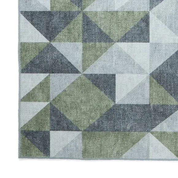 Geometric Rug with Digital Print - Green