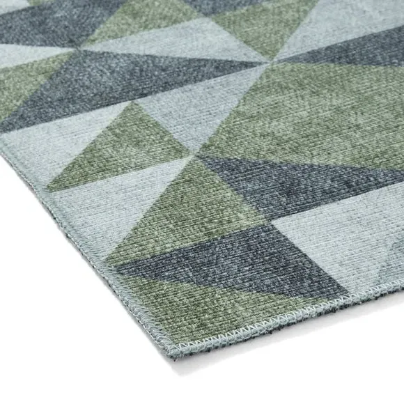 Geometric Rug with Digital Print - Green