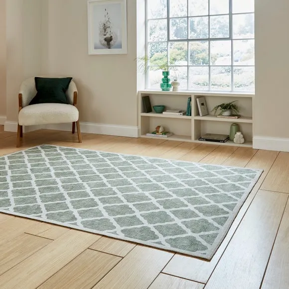Geometric Rug with Digital Print - Green