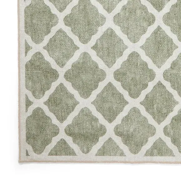 Geometric Rug with Digital Print - Green