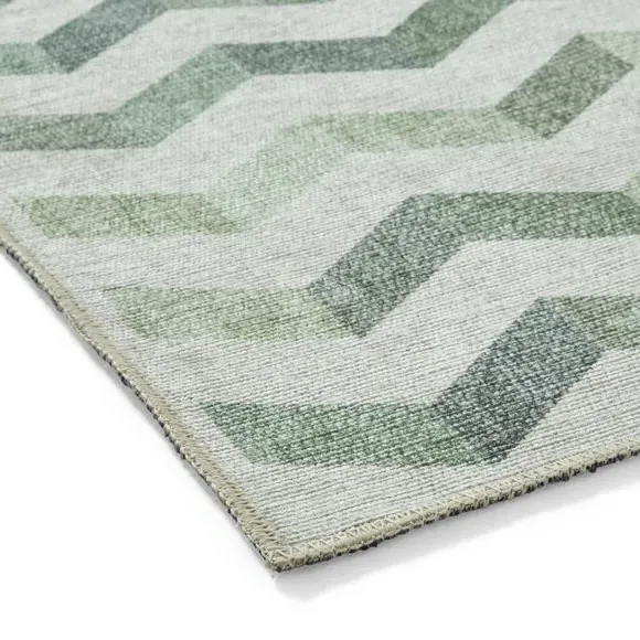 Geometric Rug with Digital Print - Green