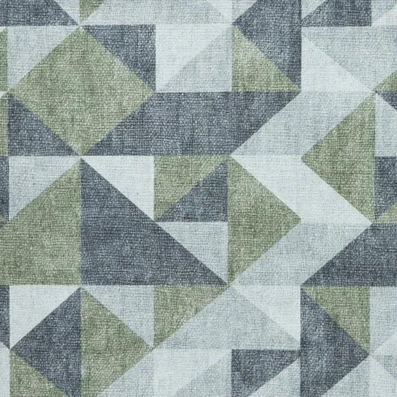 Geometric Rug with Digital Print - Green