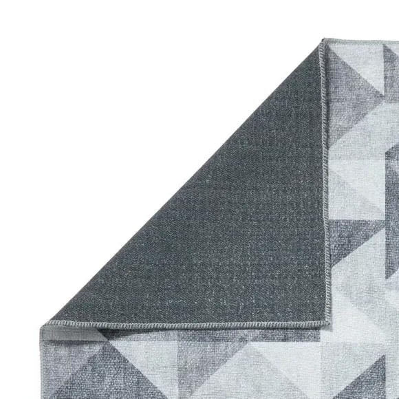 Geometric Rug with Digital Print - Grey