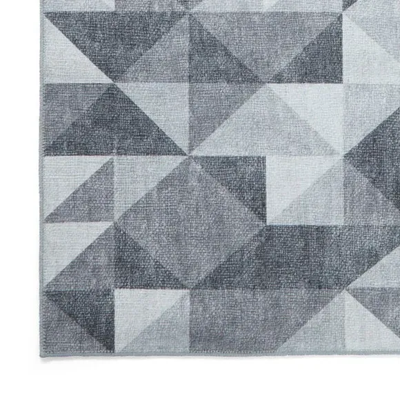 Geometric Rug with Digital Print - Grey