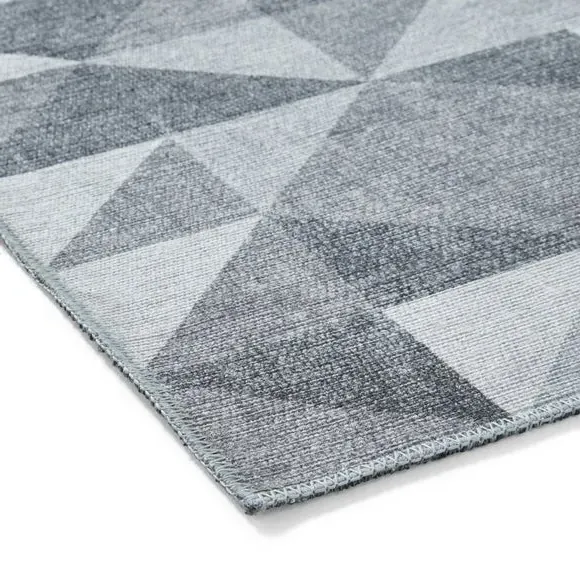 Geometric Rug with Digital Print - Grey