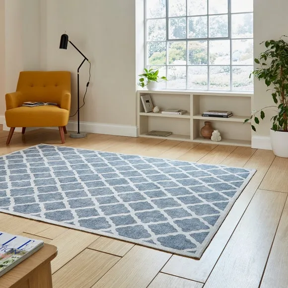Geometric Rug with Digital Print - Grey
