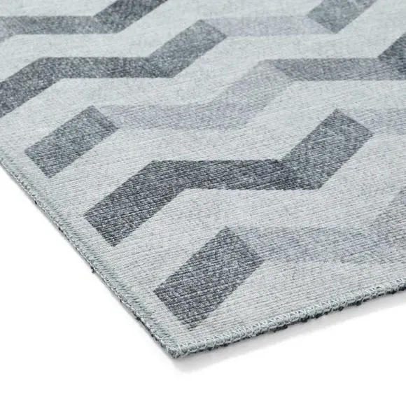 Geometric Rug with Digital Print - Grey