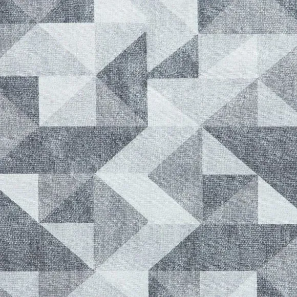 Geometric Rug with Digital Print - Grey