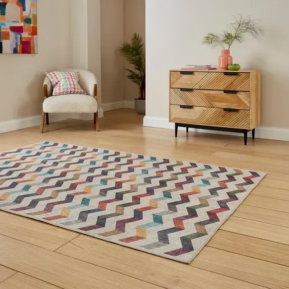 Geometric Rug with Digital Print - Multi