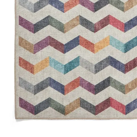 Geometric Rug with Digital Print - Multi