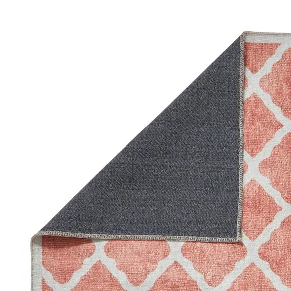Geometric Rug with Digital Print - Orange