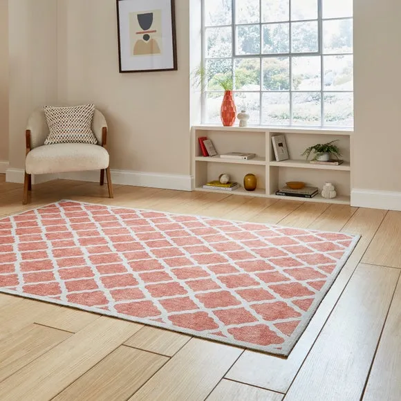 Geometric Rug with Digital Print - Orange