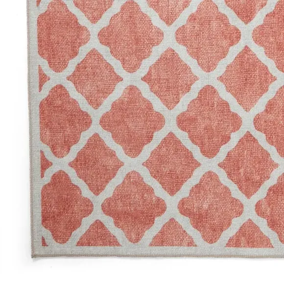 Geometric Rug with Digital Print - Orange